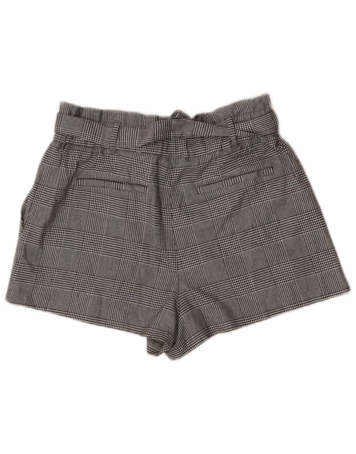 Zara højtaljede chinoshorts til kvinder, store W30 Grå Houndstooth Polyester