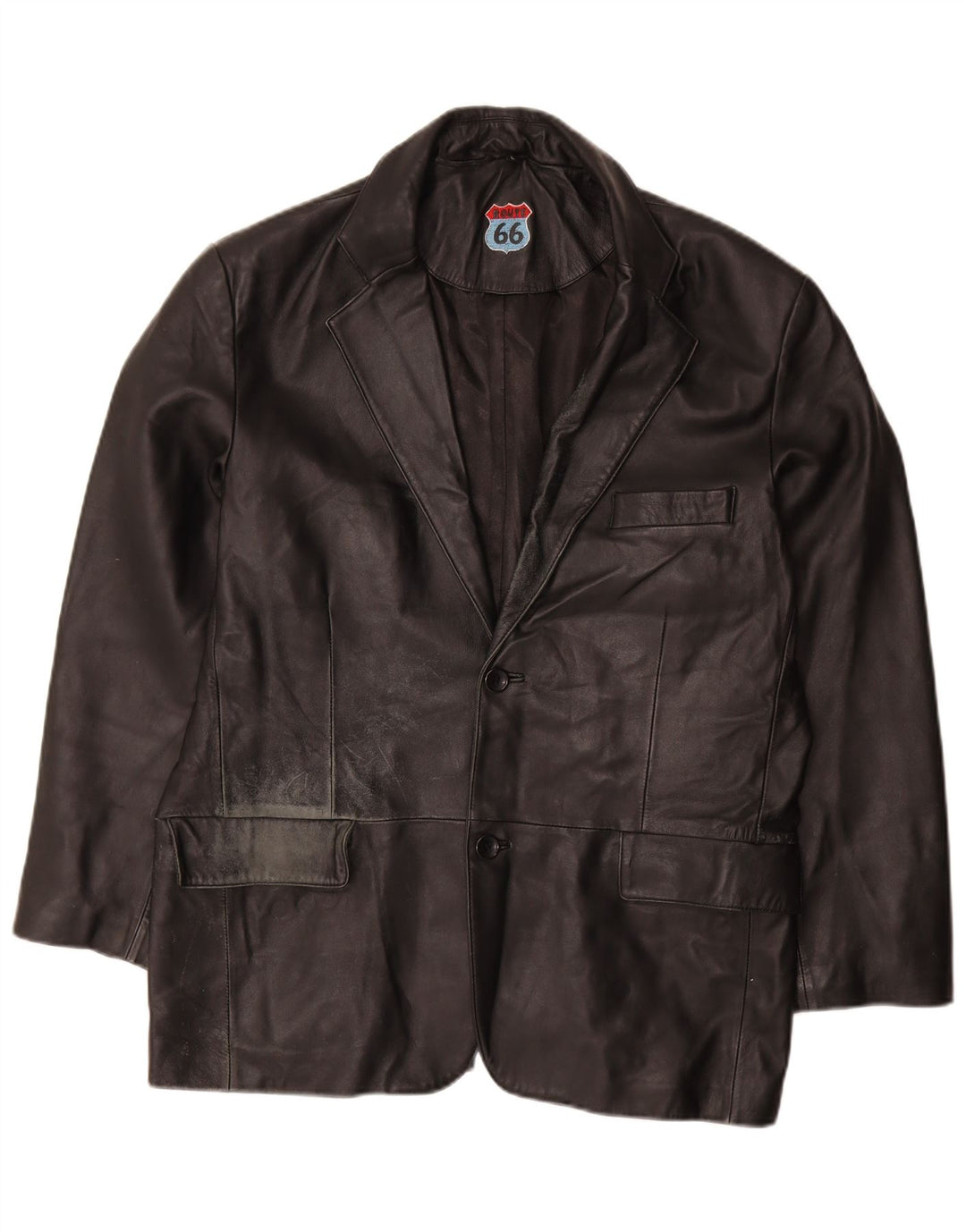 Route 66 Herre Læderjakke UK 40 Stor Sort Læder