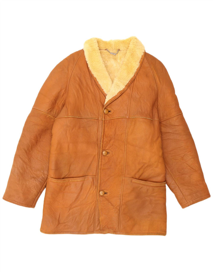 MABRUN Herre Shearling Jacket UK 36 Lille brunt læder