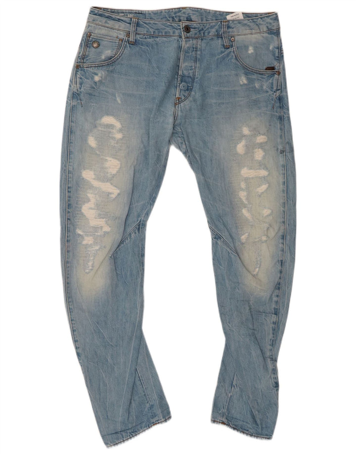 G-STAR Herre 3D Arc Distressed Banana Slim Jeans W34 L30 Blue Cotton