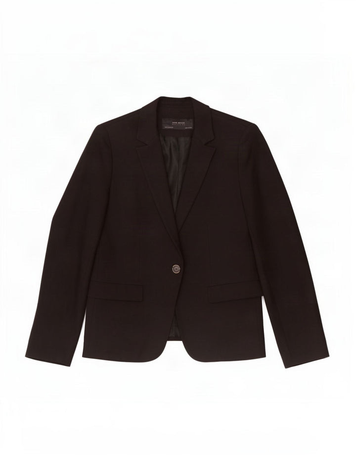 Zara Dame 1 Knap Blazer Jacket UK 10 Small Black Bomuld