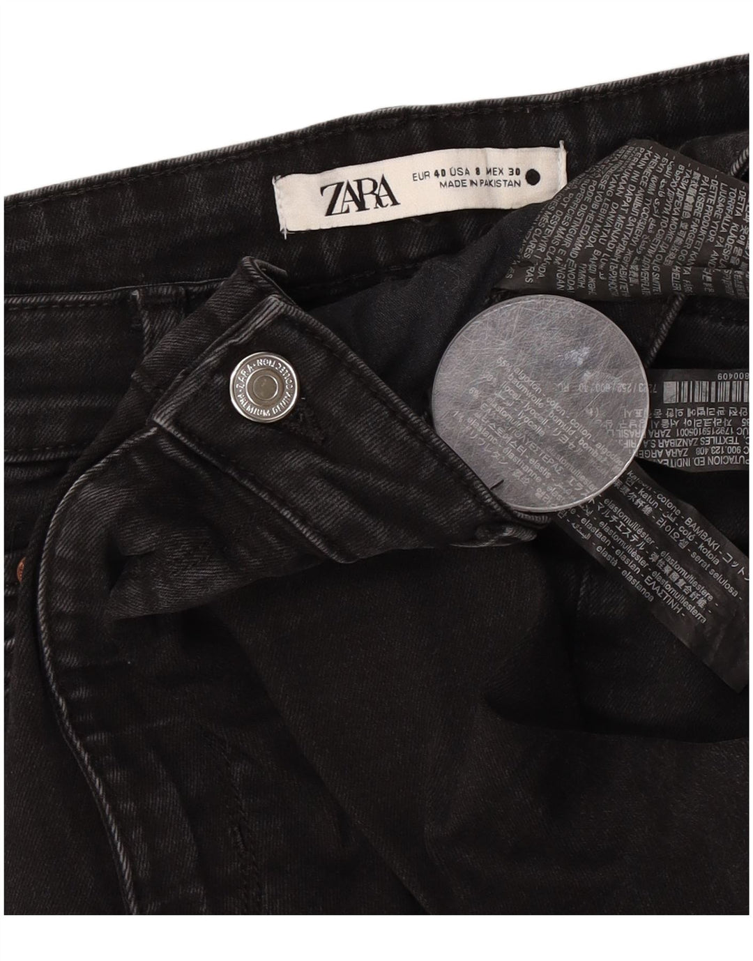 Zara Dame Flared Jeans EU 40 Medium W30 L30 Sort Bomuld