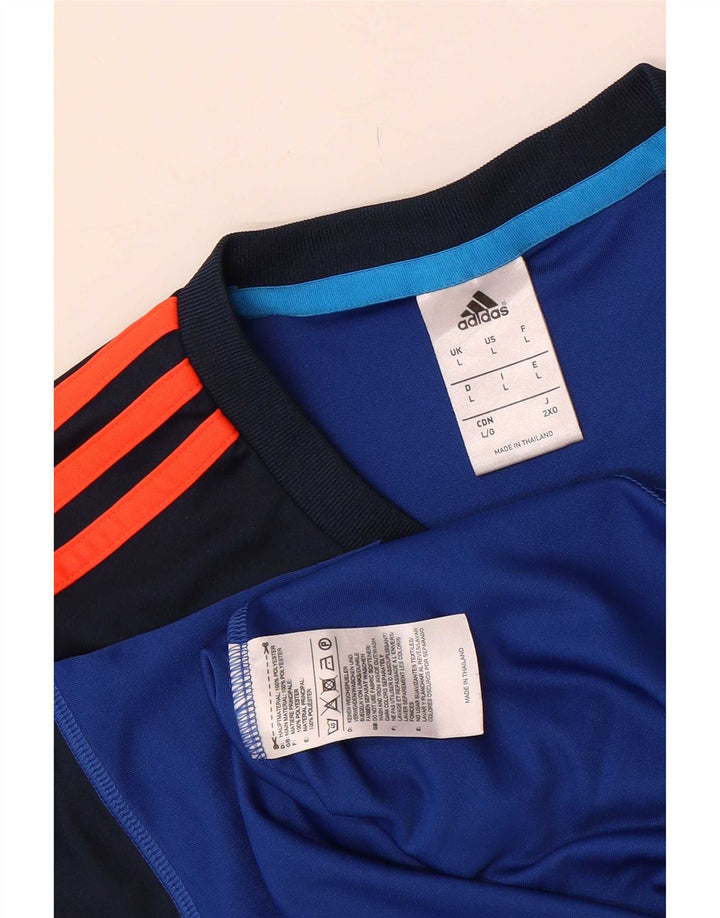 Adidas Herre Climalite T-Shirt Top Stor Blå Colourblock Polyester
