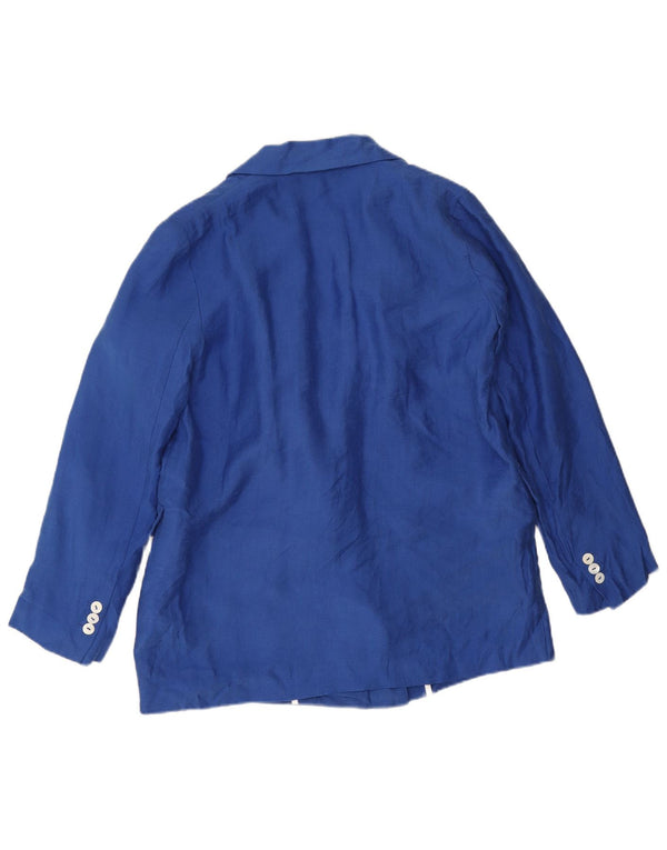 Zara Dame Dobbeltradet Oversized Blazer Jakke UK 6 XS Blå Lyocell