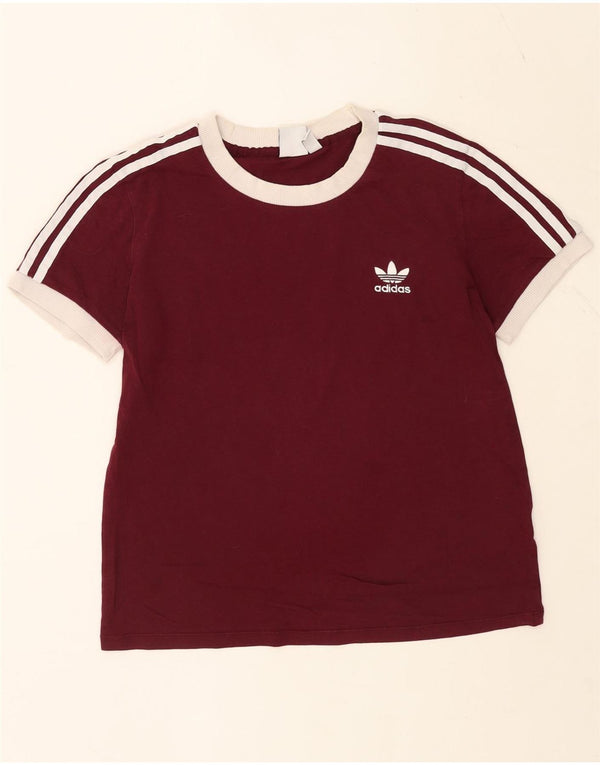 Adidas Womens T-Shirt Top UK 12 Medium Burgundy Cotton
