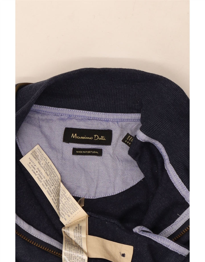 MASSIMO DUTTI Herre lynlås-hals Top Langærmet Medium Navy Blue Bomuld