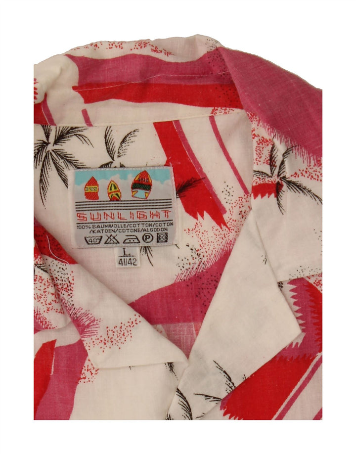 VINTAGE Mens Abstract Pattern Shirt Size 41/42 Large White Colourblock Vintage Vintage and Second-Hand Vintage from Messina Hembry 