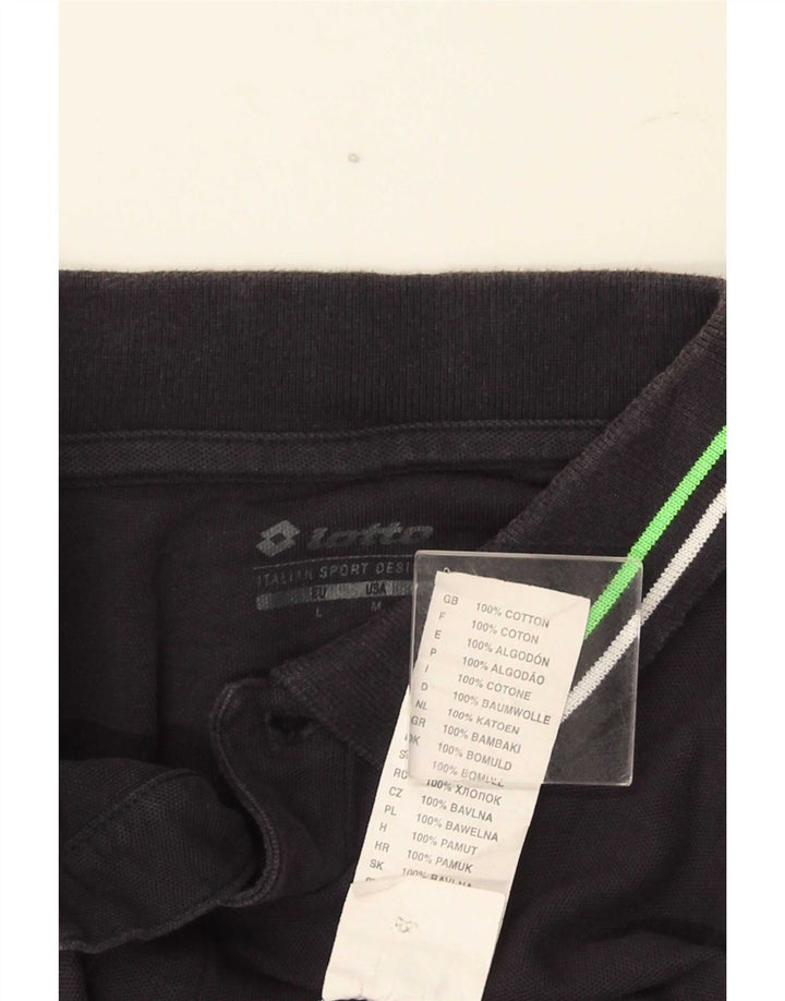 Lotto Herre poloshirt Medium sort stribet bomuld