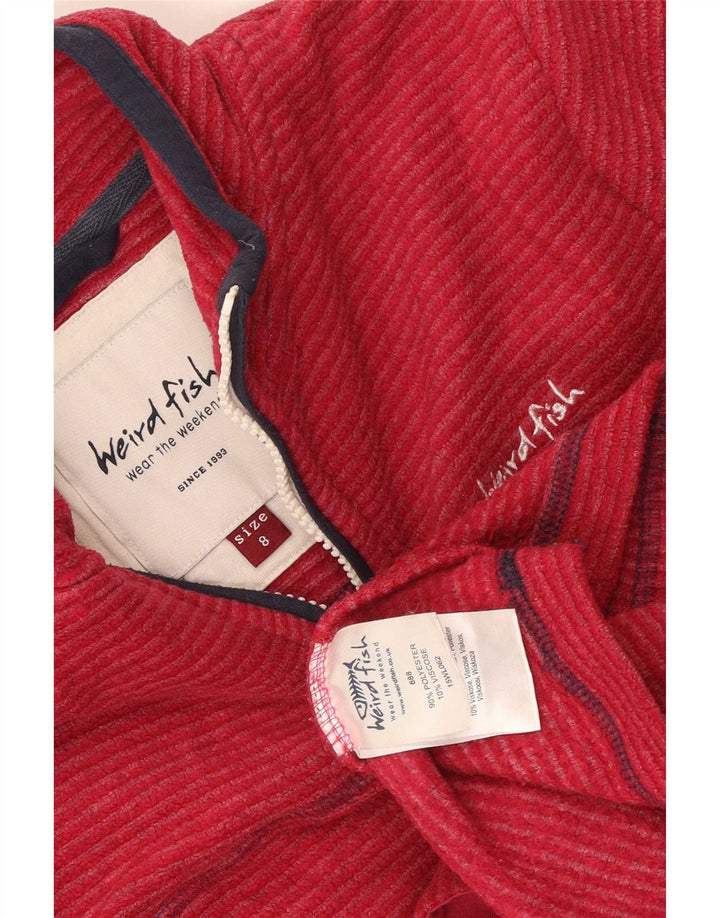 Weird Fish Dame Zip Neck Fleece Jumper UK 8 Small Red Polyester