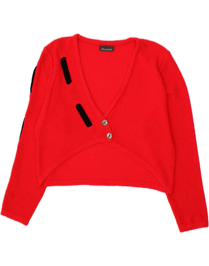 VINTAGE Womens Crop Cardigan Top UK 12 Medium Red Polyacrylic Vintage Vintage and Second-Hand Vintage from Messina Hembry 