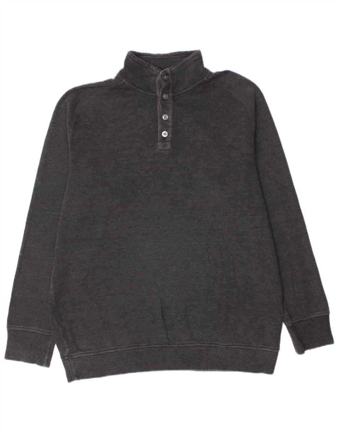 Marks & Spencer Herre Button Neck Jumper Sweater Medium Grey Bomuld