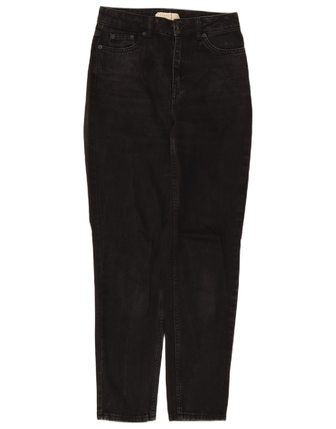 TOPSHOP Dame Mom Tapered Jeans W25 L29 Sort Bomuld