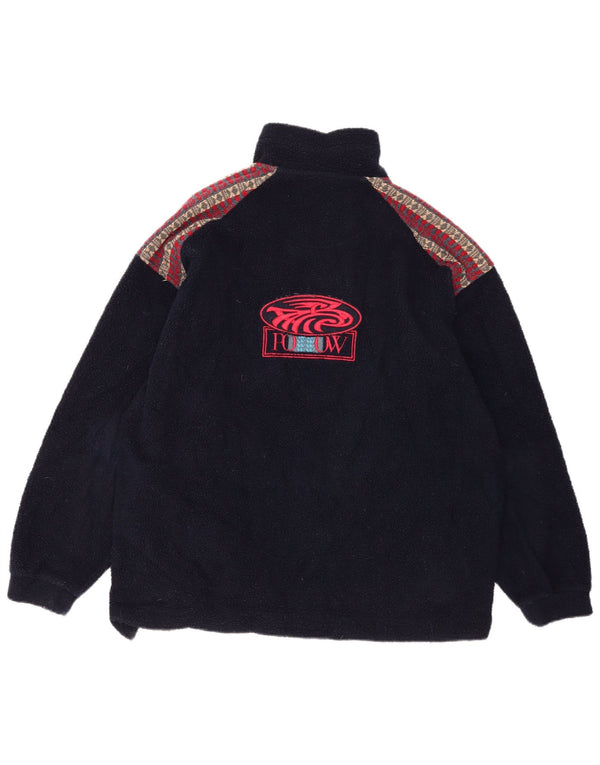 Tænk Pink Herre Zip Neck Fleece Jumper Large Navy Blue Geometrisk Polyester