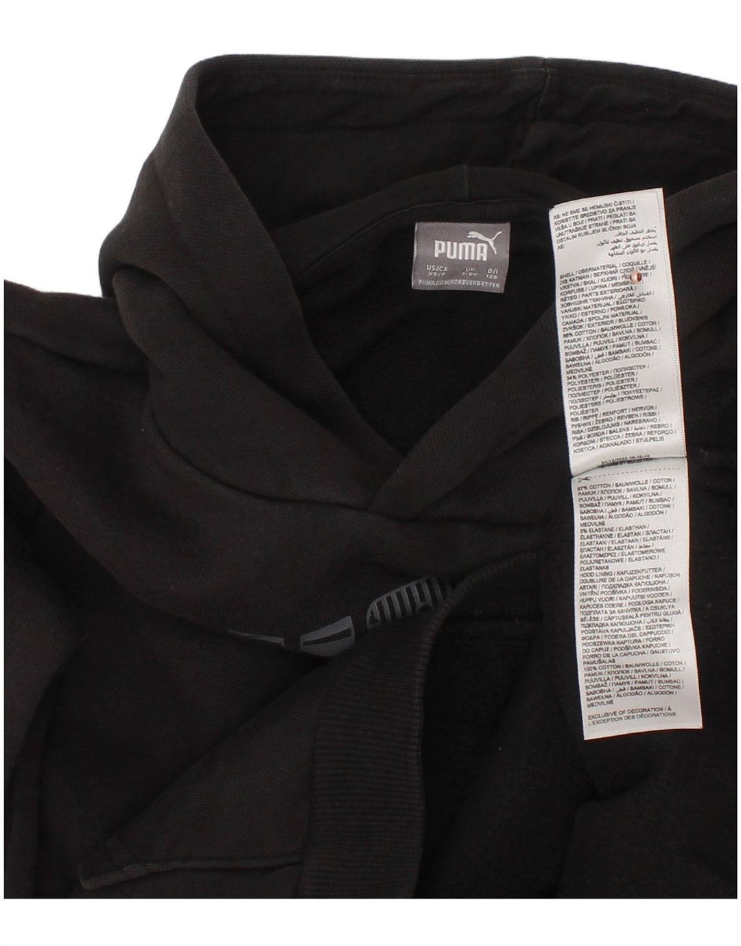 PUMA Grafisk hættetrøje til drenge 7-8 år Sort bomuld