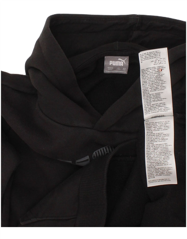 PUMA Grafisk hættetrøje til drenge 7-8 år Sort bomuld