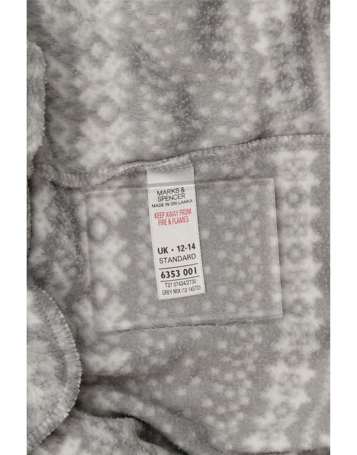MARKS & SPENCER Womens Standard Fleece Wrap Dress UK 12/14 Medium Grey Vintage Marks & Spencer and Second-Hand Marks & Spencer from Messina Hembry 