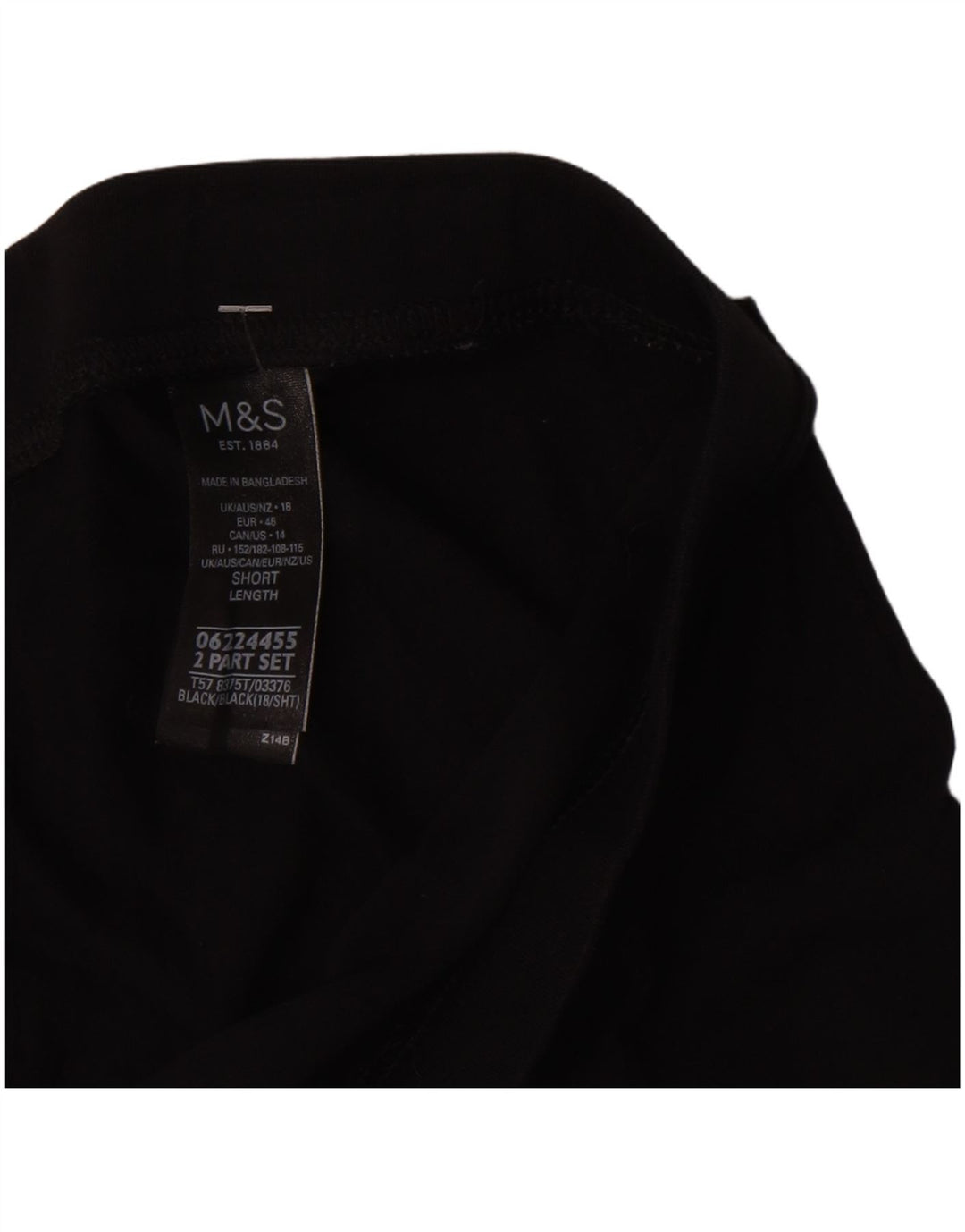 Marks & Spencer Korte Leggings til kvinder UK 18 XL Sort Bomuld