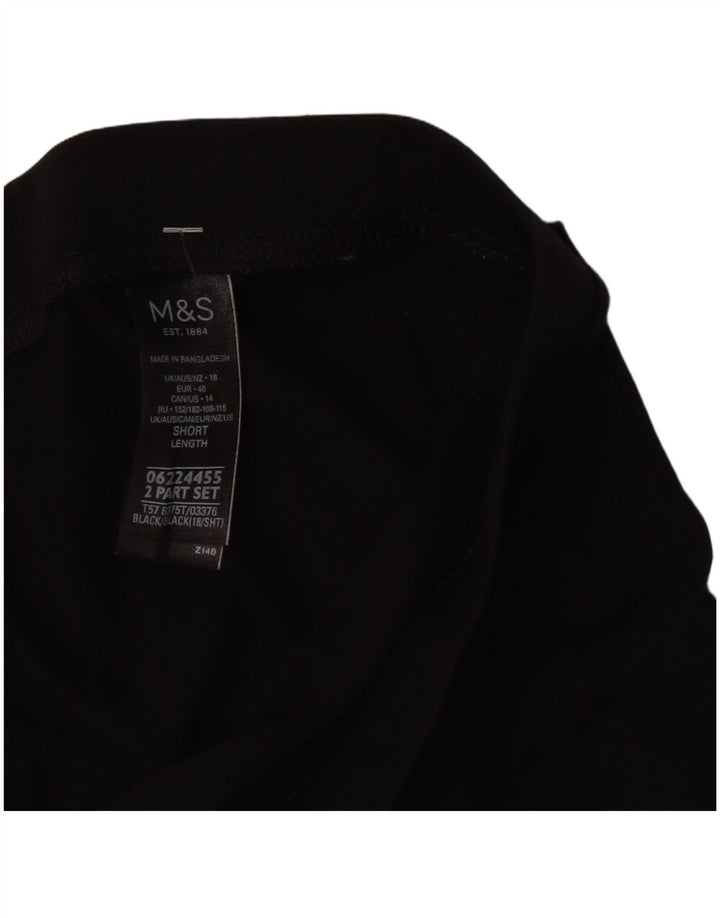 Marks & Spencer Korte Leggings til kvinder UK 18 XL Sort Bomuld
