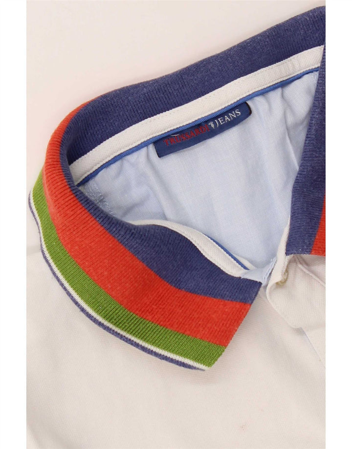 Trussardi Jeans Polo Shirt til mænd Small White Colourblock