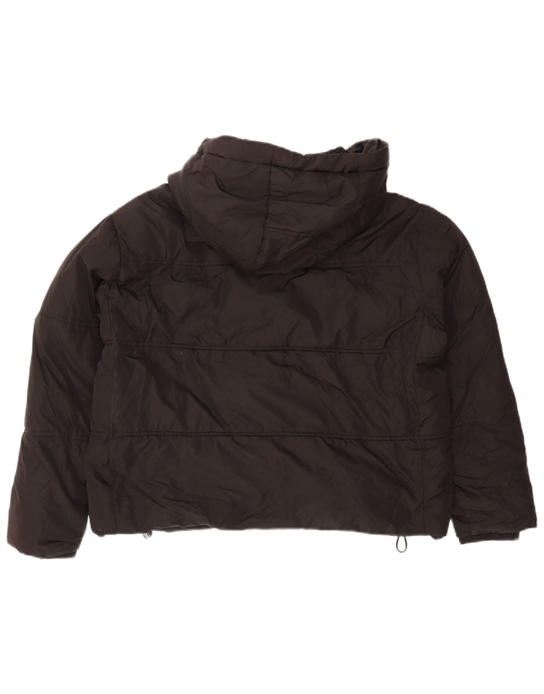 Zara Dame Hætte Oversized Polstret Jakke UK 10 Lille Sort Polyester