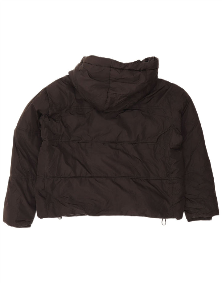 Zara Dame Hætte Oversized Polstret Jakke UK 10 Lille Sort Polyester