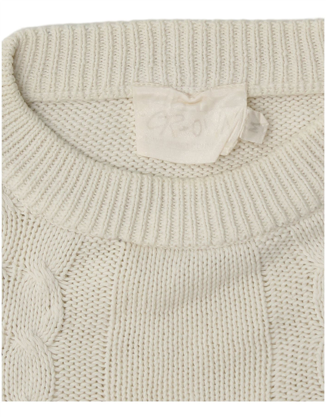 CROWN Herre Crew Neck Jumper Sweater Medium White