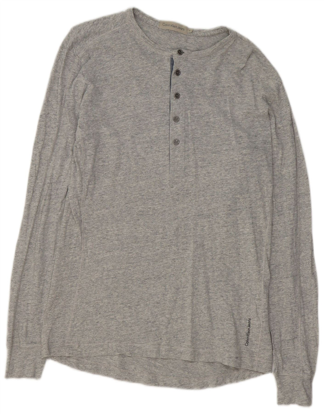 Calvin Klein Jeans Herre Top Langærmet Lille Grå Flecked Bomuld