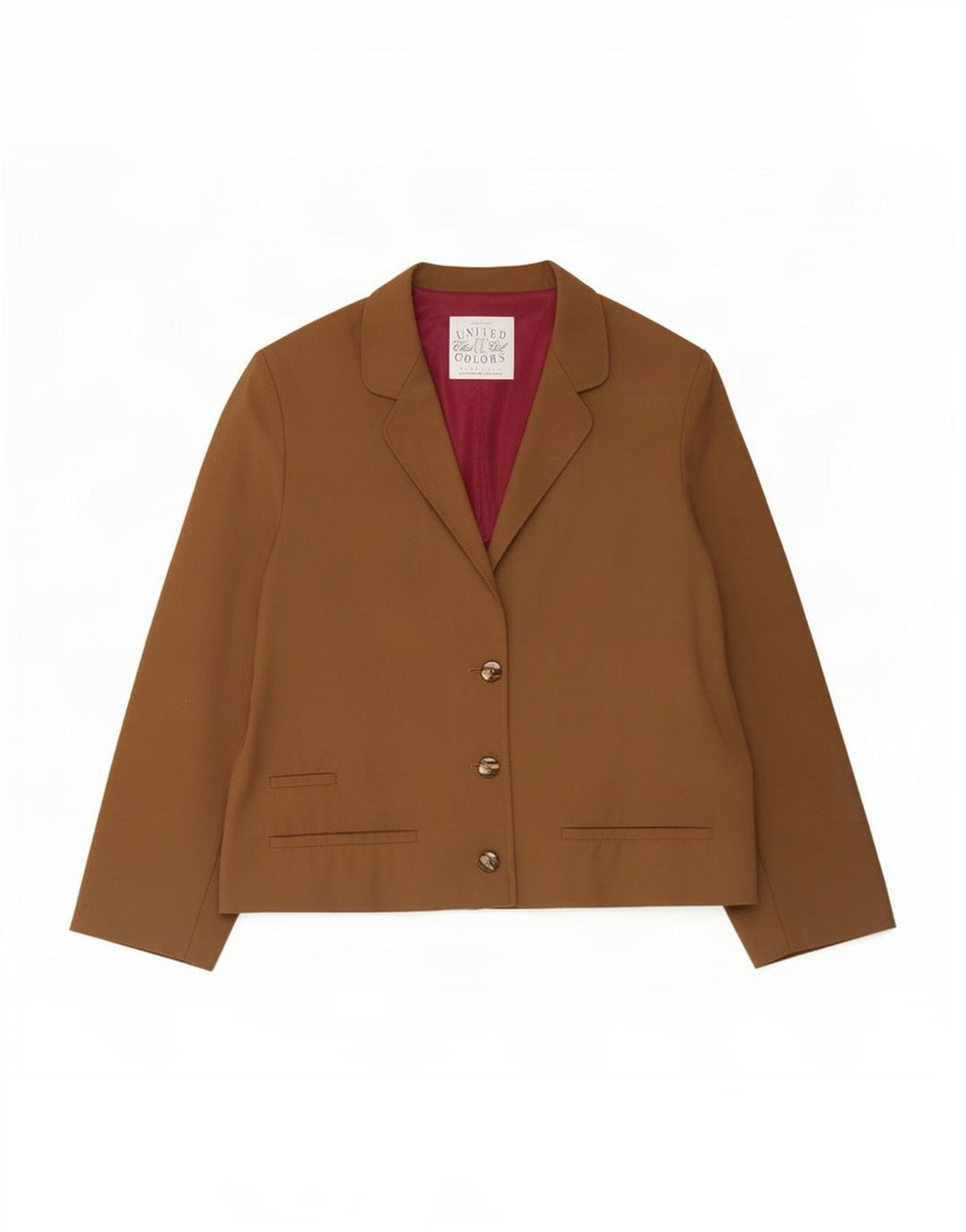 Benetton Dame 3 Button Blazer Jacket UK 16 Large Khaki