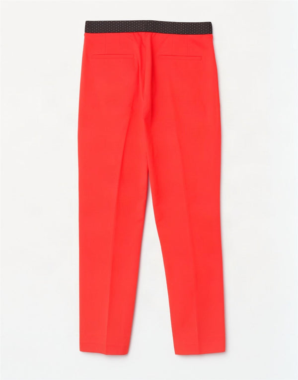 Zara Dame Slim Cropped Trousers Large W30 L26 Red Colourblock Bomuld