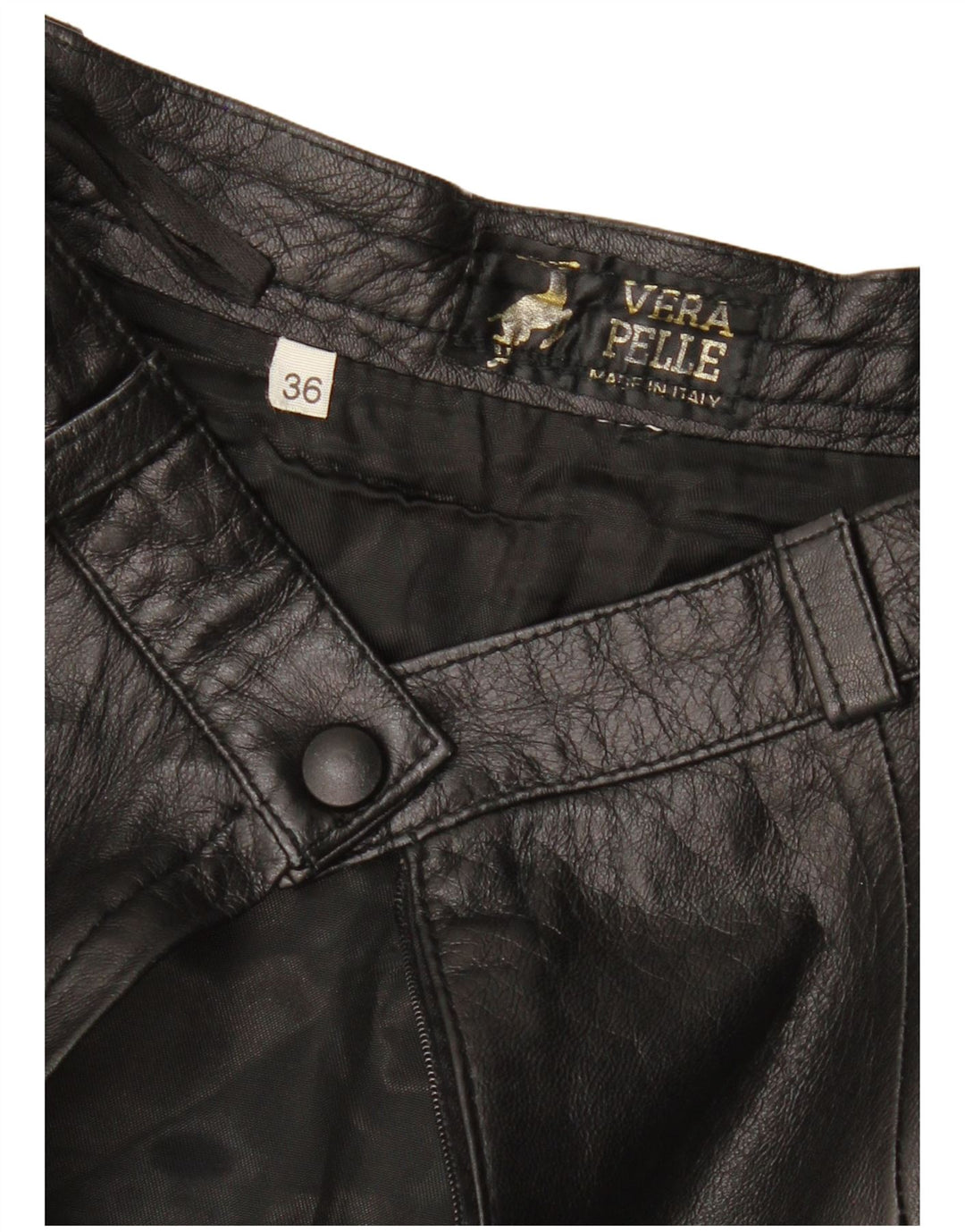 VINTAGE Lædernederdel til kvinder EU 36 Small W26 Sort Læder