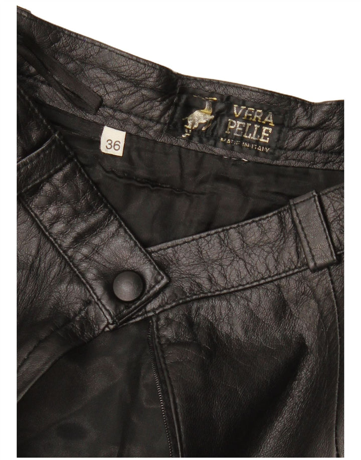 VINTAGE Lædernederdel til kvinder EU 36 Small W26 Sort Læder