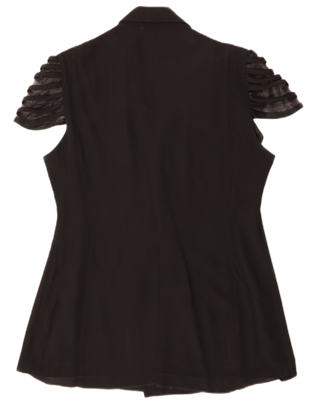 Vintage Dame Kortærmet 1 Knap Blazer Jakke IT 48 XL Sort Acetat