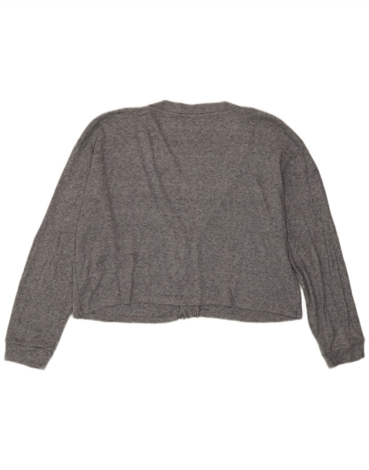 Zara Womens Crop Cardigan Sweater UK 16 Large Grey Flecked