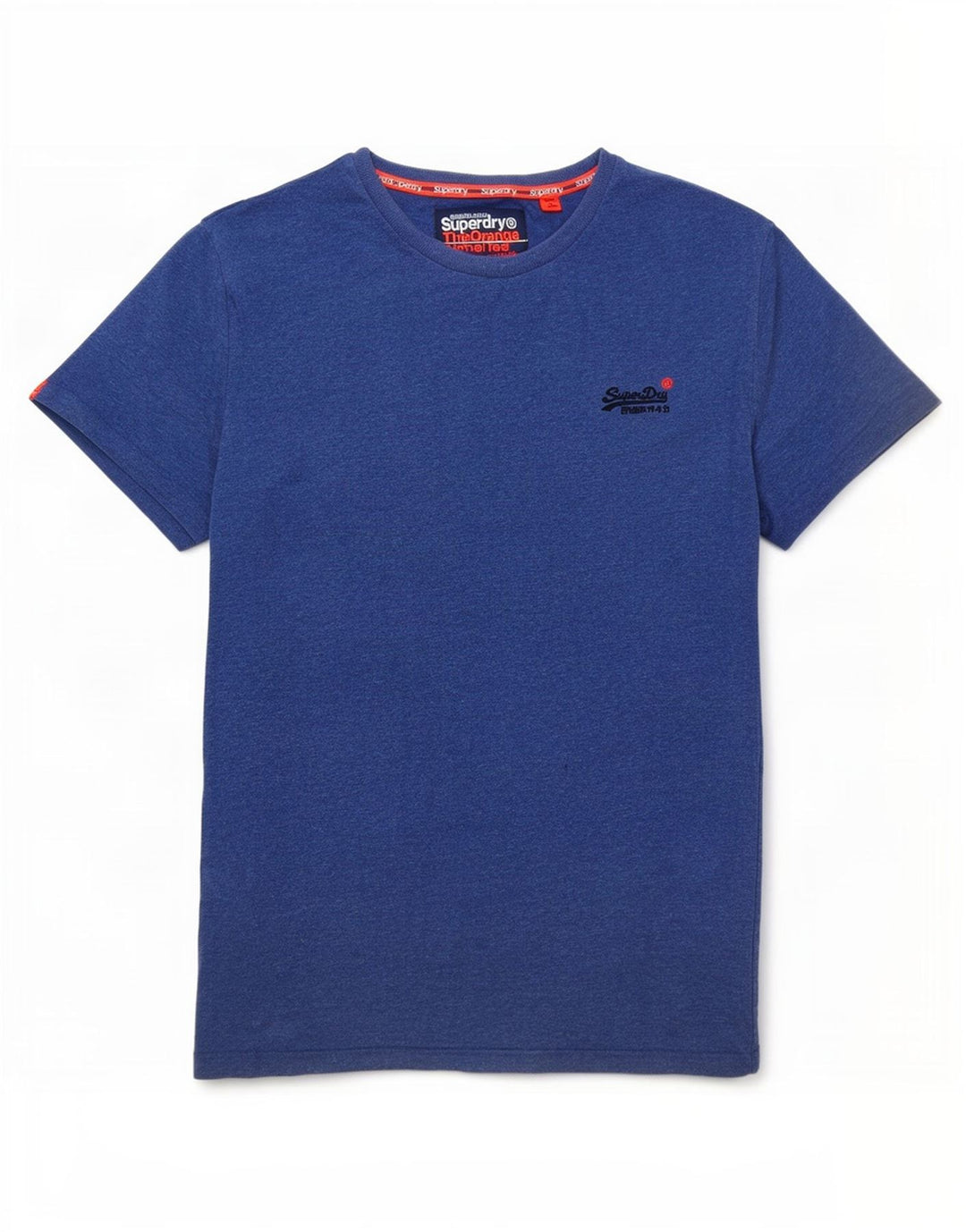 Superdry T-shirt top til mænd, lille blå flækket bomuld