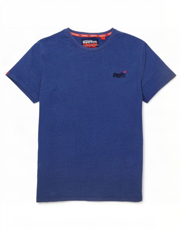 Superdry T-shirt top til mænd, lille blå flækket bomuld