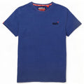 Superdry T-shirt top til mænd, lille blå flækket bomuld