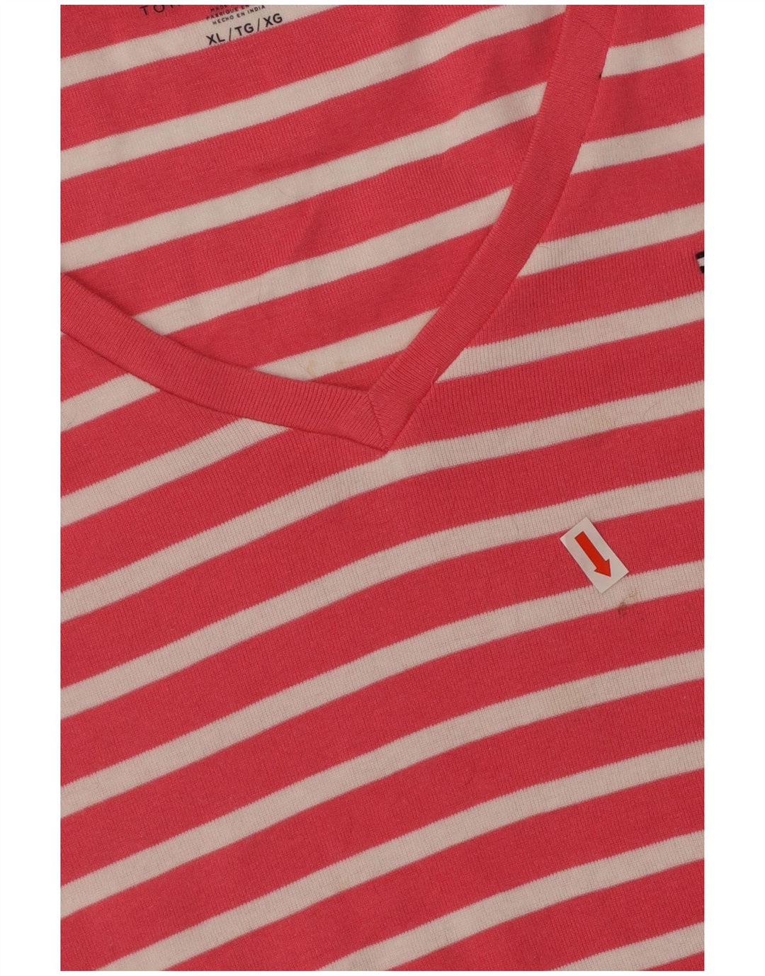 TOMMY HILFIGER T-shirt top til kvinder UK 18 XL Pink Stribet bomuld