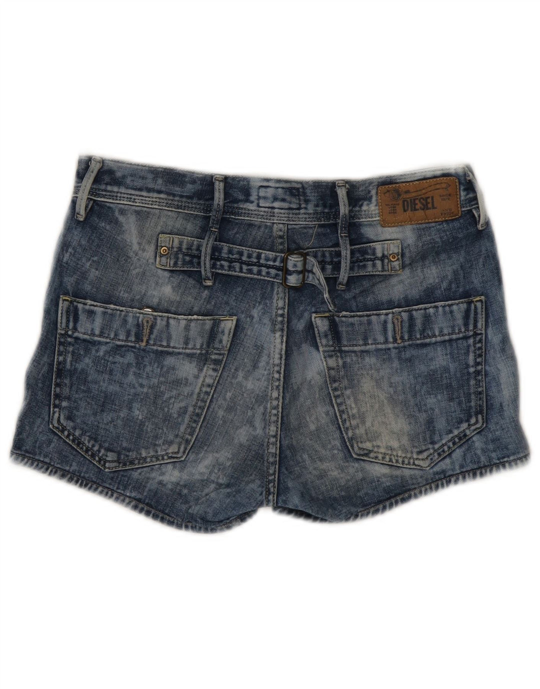 DIESEL Dame Acid Wash Denim Shorts W25 XS Blå Bomuld