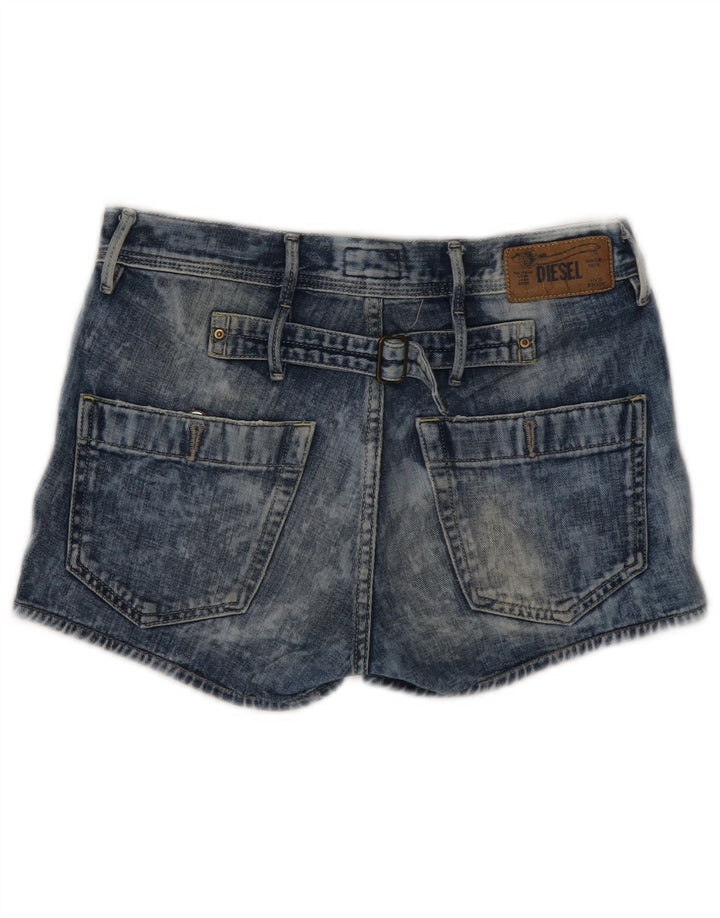 DIESEL Dame Acid Wash Denim Shorts W25 XS Blå Bomuld