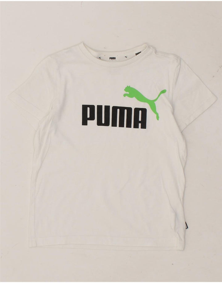 PUMA Boys Graphic T-Shirt Top 7-8 Years White Cotton Vintage Puma and Second-Hand Puma from Messina Hembry 