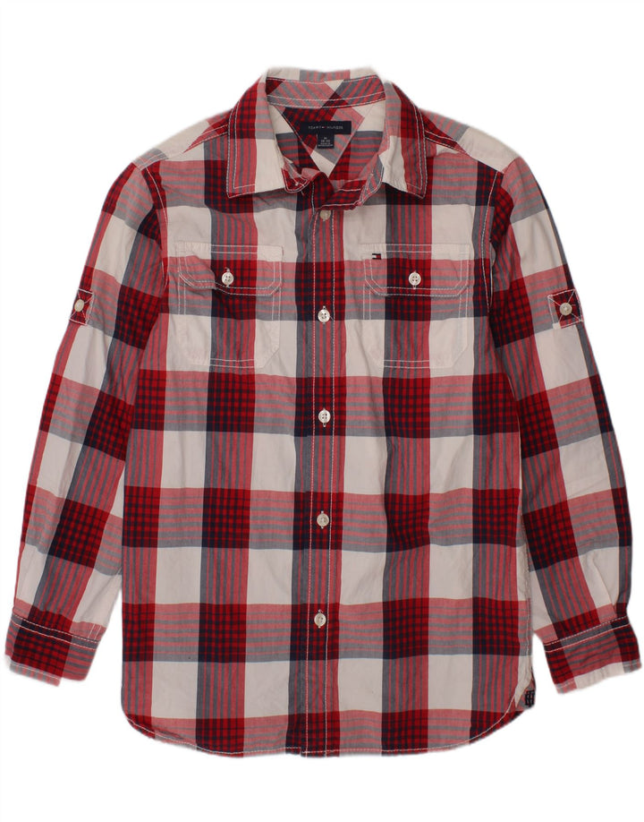 TOMMY HILFIGER Boys Shirt 8-9 Years Medium Red Check Cotton