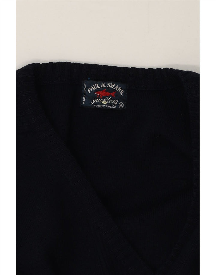 Paul & Shark Herre V-hals sweater XL marineblå