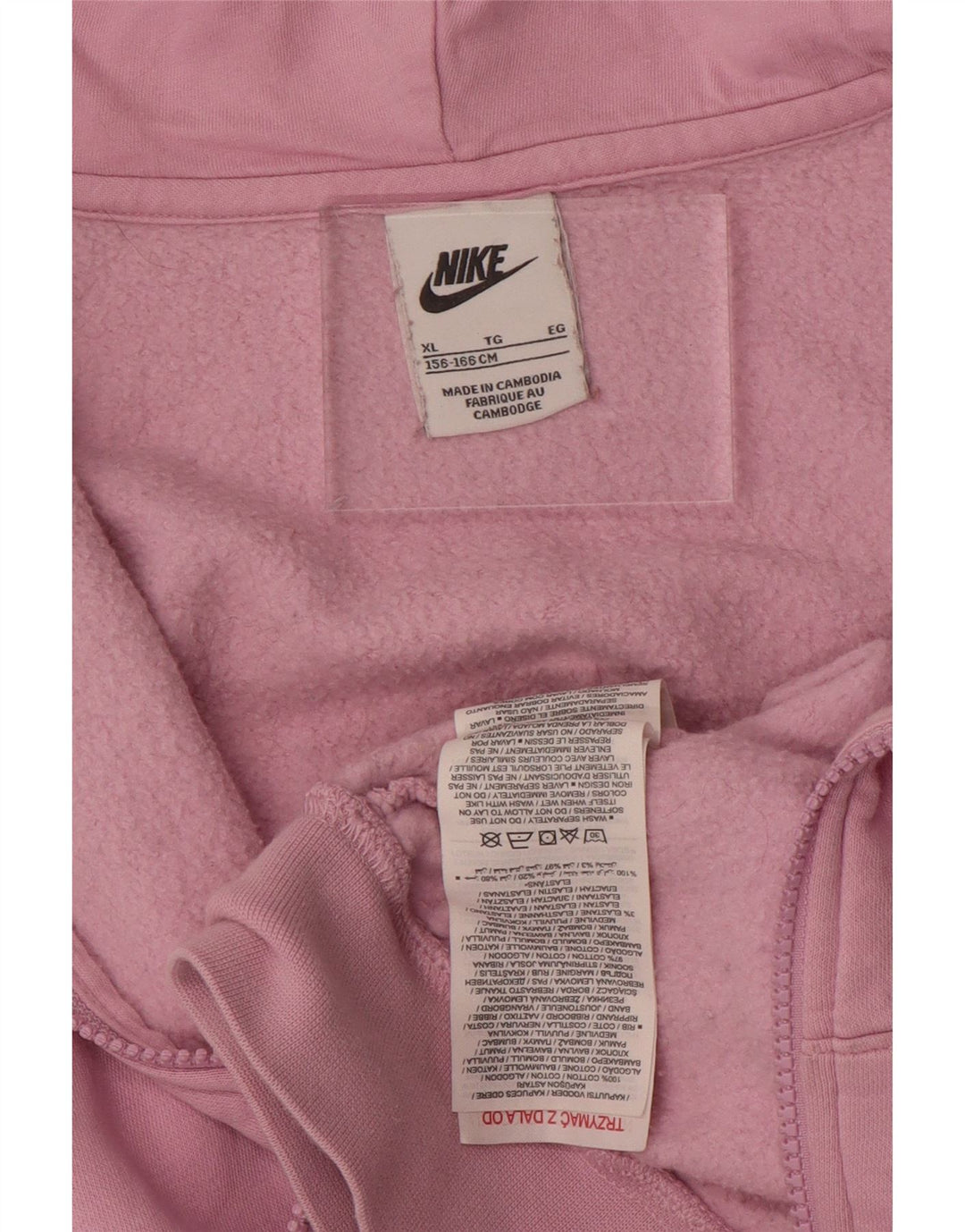 NIKE Piger Oversized Crop Grafisk hættetrøje med lynlås 13-14 år XL Pink