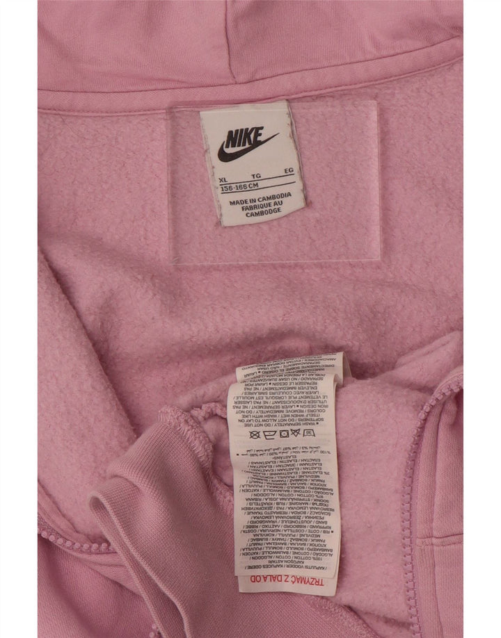 NIKE Piger Oversized Crop Grafisk hættetrøje med lynlås 13-14 år XL Pink