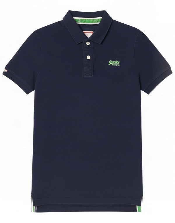 Superdry Mens Polo Shirt Medium Navy Blue Cotton
