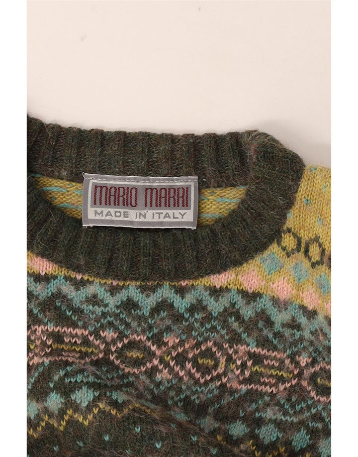 Vintage mænd med rund hals sweater medium flerfarvet Fair Isle