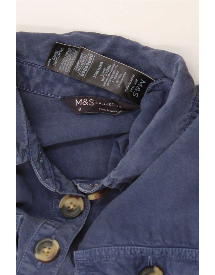 Marks & Spencer Dame Langærmet Jumpsuit UK 8 Small Blue Lyocell