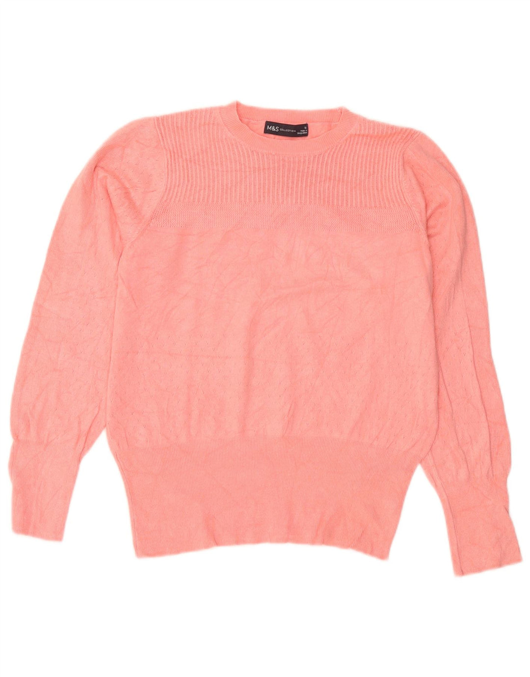 Marks & Spencer Dame sweater med rund hals DK 12 Medium Pink Viscose