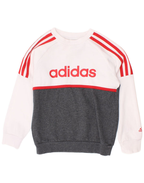 Adidas Boys Graphic Sweatshirt Jumper 5-6 år Hvid Colourblock Bomuld
