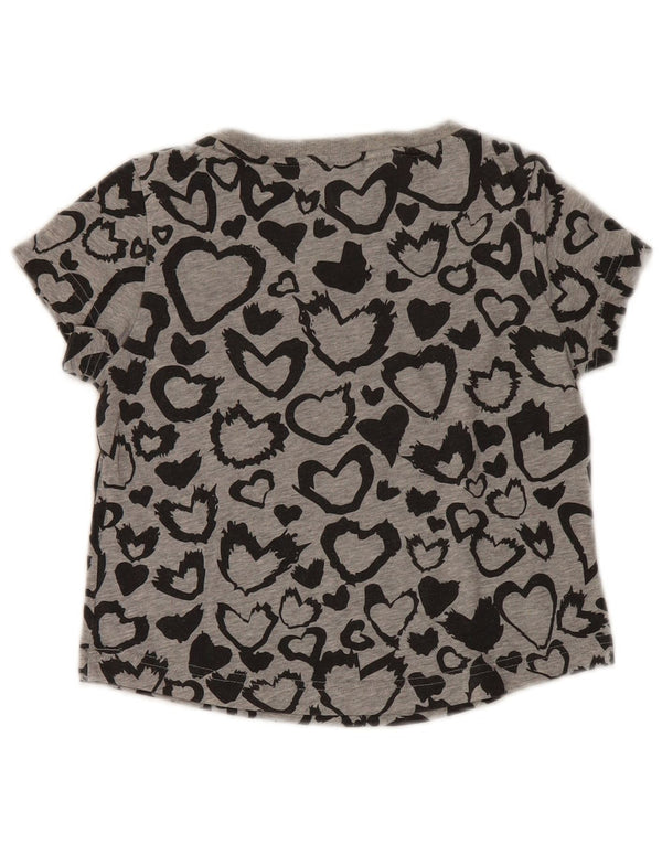 Adidas piger grafisk t-shirt top 9-10 år grå polyester hjerte